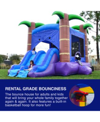 HeroKiddo Enchanted Forest Commercial Grade Inflatable Bounce House & Dual Lane Water Slide Combo (No Blower Included)