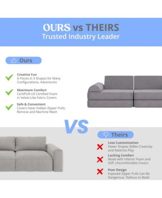 Conner Modular Play Couch For Kids With Convertible 6-Piece Design And Soft Foam Cushions