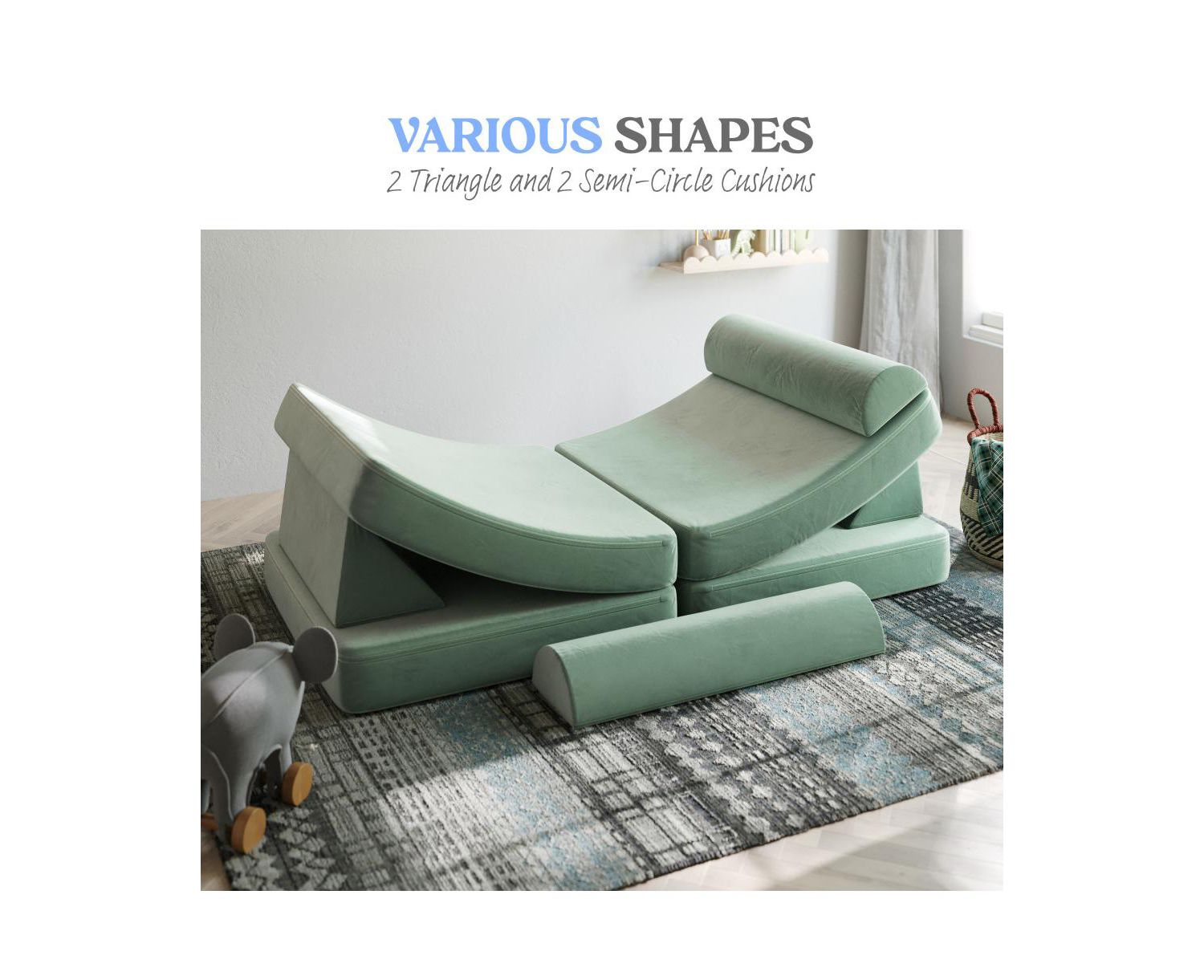 Conner Modular Play Couch For Kids With Convertible 6-Piece Design And Soft Foam Cushions