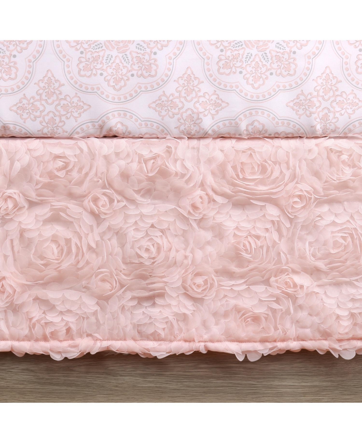 The Peanutshell Pink Floral Arianna 3 Piece Baby Girl Nursery Bedding Set, Crib