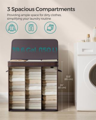 150L Laundry Hamper Dirty Clothes Storage Basket with Lid Liner and Handles