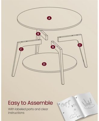 2-Tier Round Coffee Table with Open Storage Shelf for Living Room