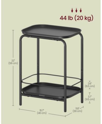 2-Tier Accent End Table Metal Coffee Table w/ Tray Storage Living Room