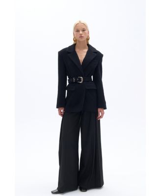 Women's Self-Belted Double Breasted Jacket