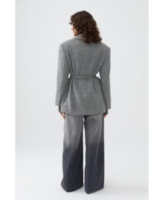 Women's Self-Belted Double Breasted Jacket