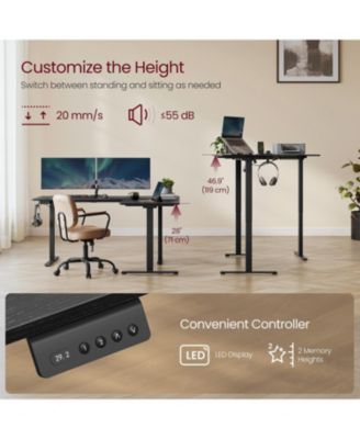 L-Shaped Electric Standing Desk – Height Adjustable Corner Desk with Power Outlets, Memory Function, Easy Assembly for Home Office & Gaming