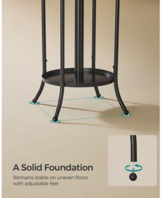 Freestanding Coat Rack with Umbrella Holder, Metal Stand with 12 Hooks for Entryway Storage