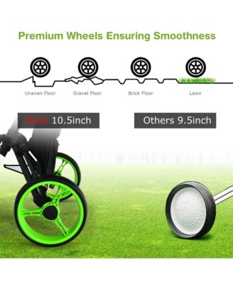 3-Wheel Foldable Golf Push Pull Cart Trolley w/ Seat Adjustable Handle