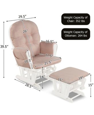 Glider and Ottoman Cushion Set Wood Baby Nursery Rocking Chair