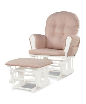 Glider and Ottoman Cushion Set Wood Baby Nursery Rocking Chair
