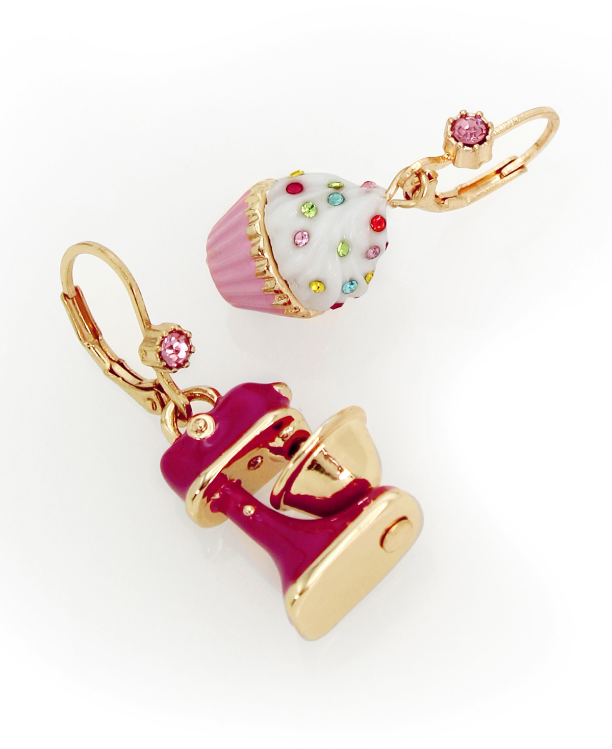 BETSEY JOHNSON FAUX STONE CUPCAKE MISMATCH DROP EARRINGS