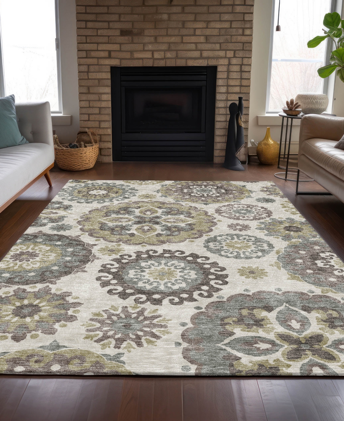 Addison Chantille Acn763 9'x12' Area Rug In Beige