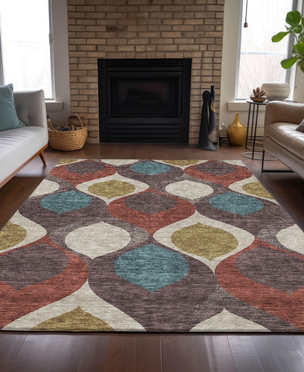 Addison Chantille Machine Washable Acn749 8'x10' Area Rug In Brown
