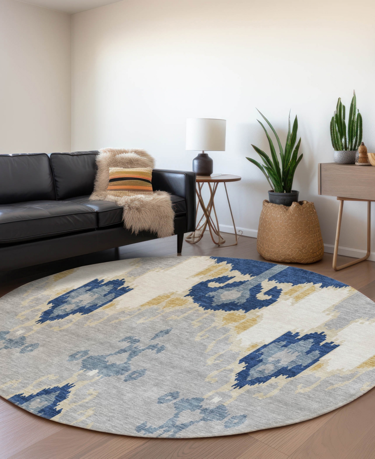 Addison Chantille Acn748 8'x8' Round Area Rug In Navy