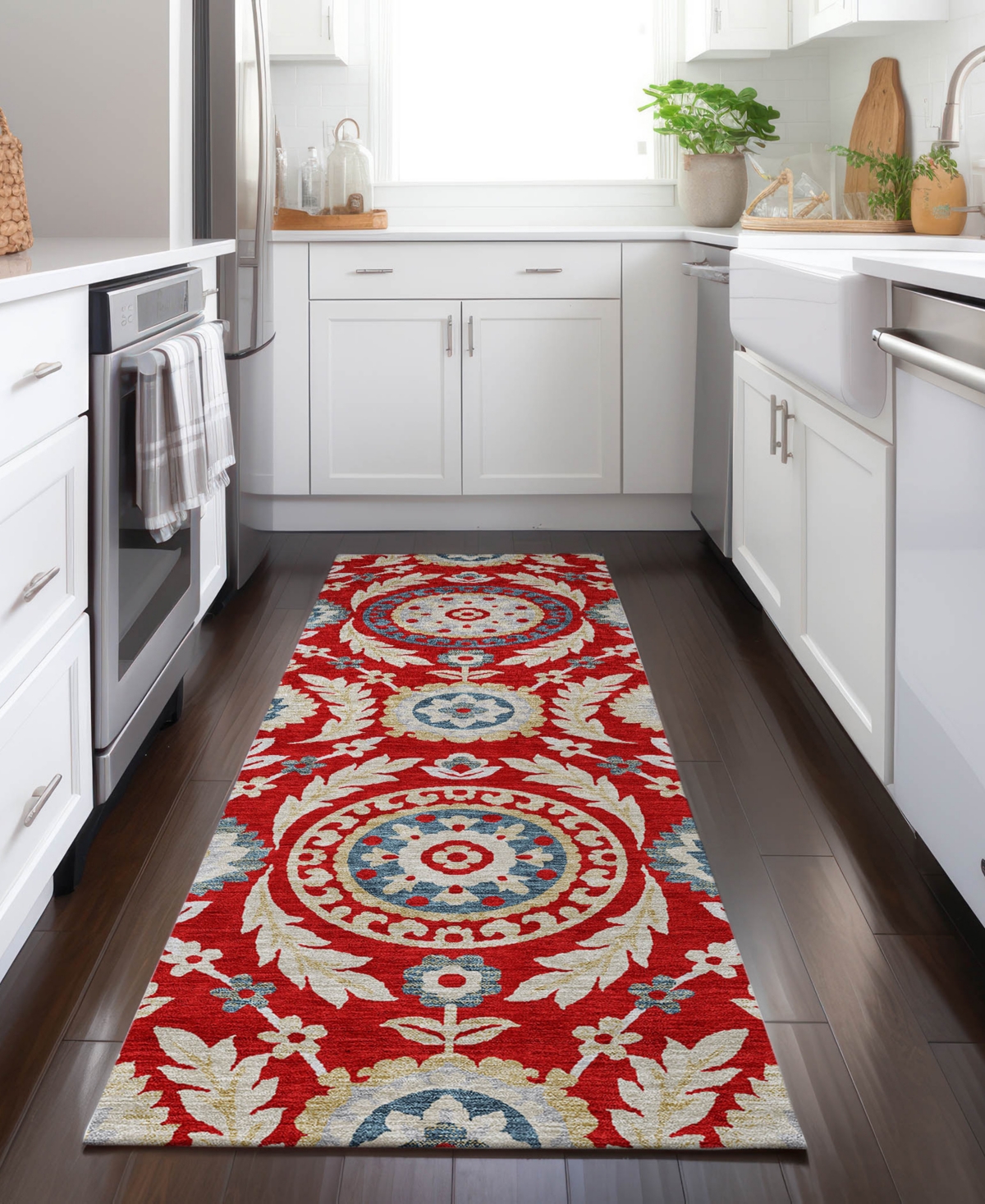 Addison Chantille Acn751 2'3"x7'6" Runner Area Rug In Red