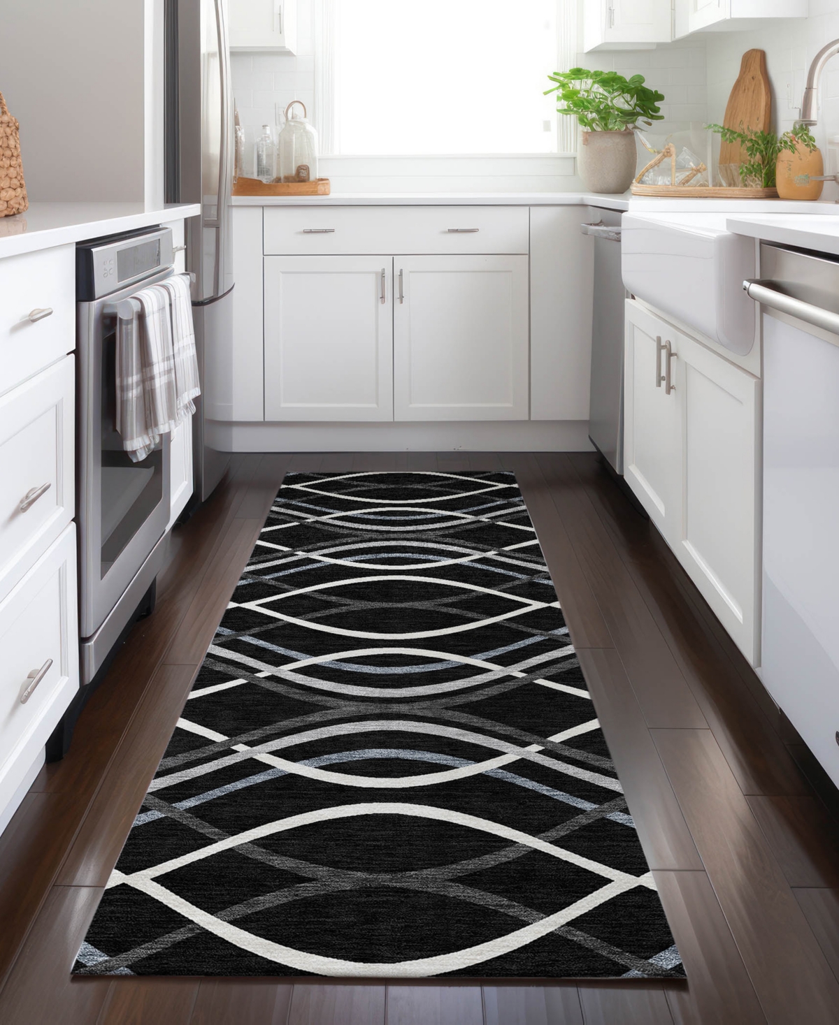 Addison Chantille Machine Washable Acn757 2'3"x7'6" Runner Area Rug In Black