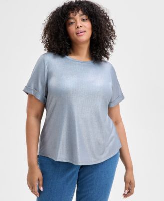 Plus Size Metallic Foiled T-Shirt