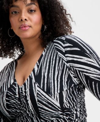 Plus Size Ruched Front Knit Top, Exclusively at Macy's