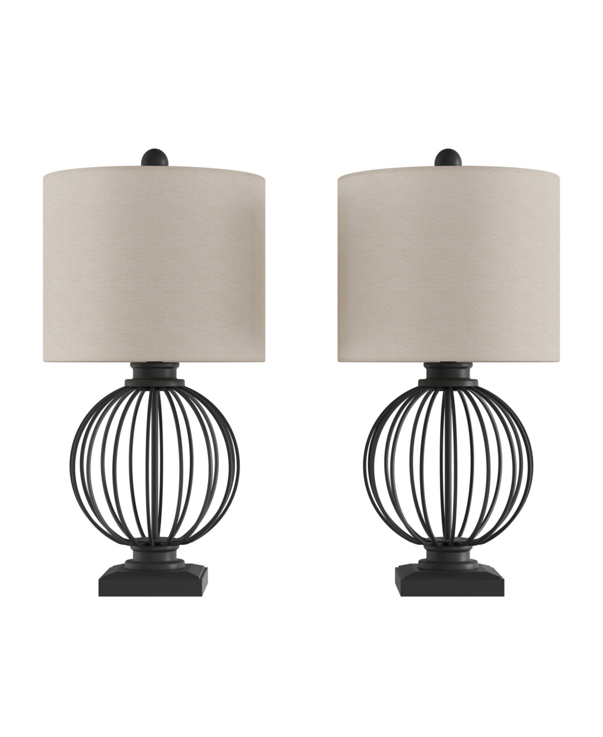LAVISH HOME 26" MODERN RUSTIC FARMHOUSE STYLE TABLE LAMP SET 