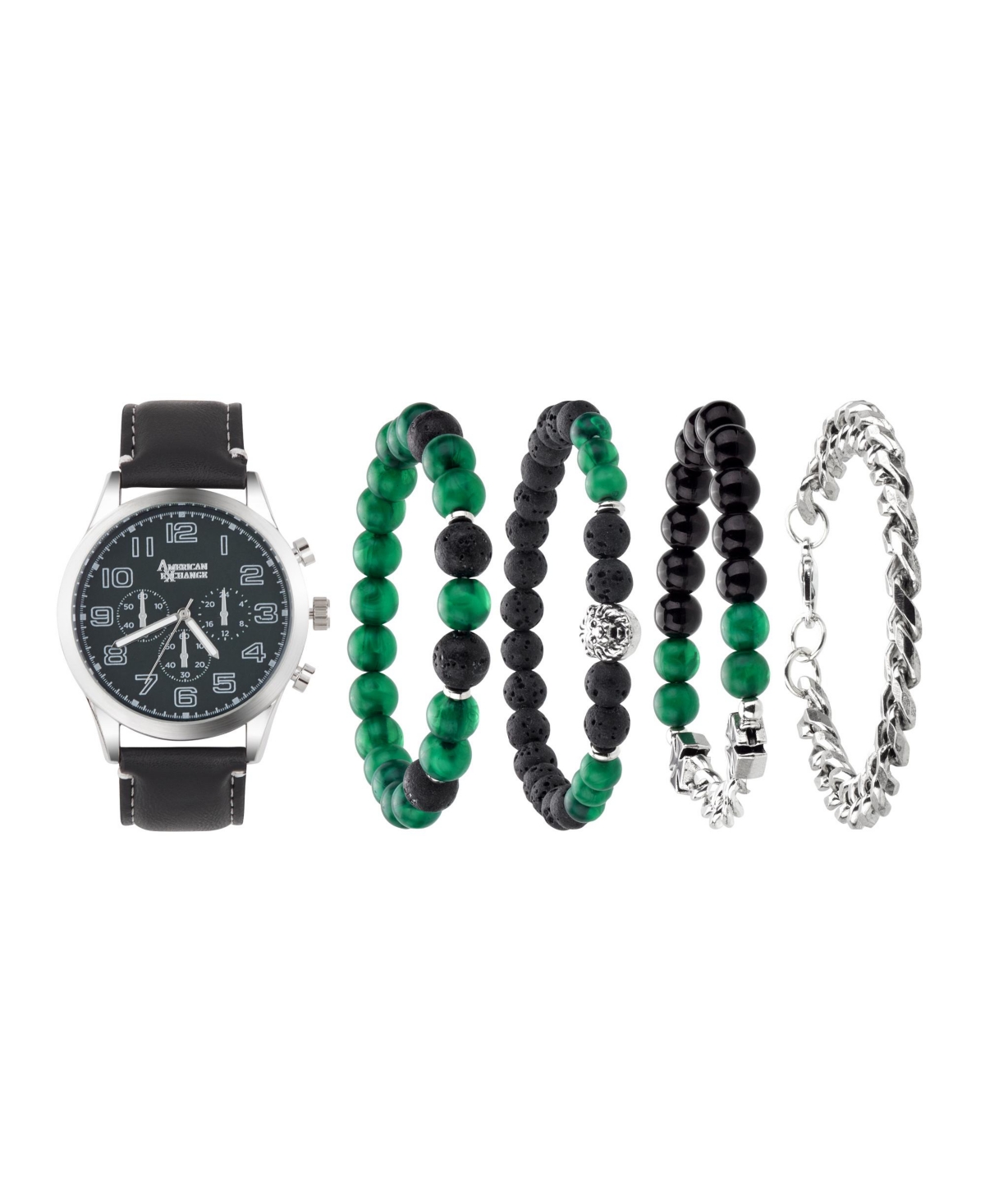 American Exchange Men's Quartz Black Polyurethane Strap Watch, 44mm In Black