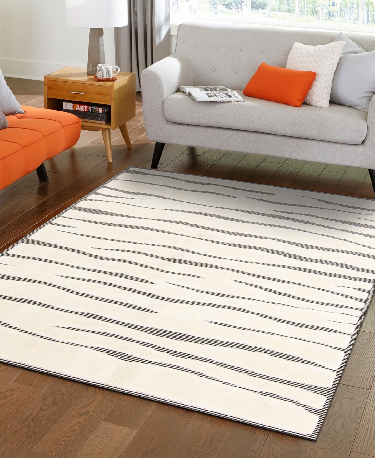 Bayshore Home Textured Tones Lines 5'3"x8' Area Rug