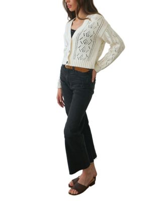 Women's Cotton Diana Pointelle Cardigan in Oat