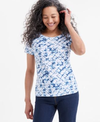 売れ筋商品|||ジェイエムコレクション カットソー トップス レディース Women's Printed Short Sleeve Scoop-Neck Top, Created for Macy's Black Tile Combo JM Collection Women's Printed Scoop-Neck Short Sleeve Top
