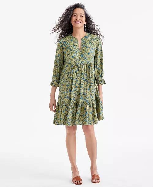 women's printed tiered dress, exclusively at macy's