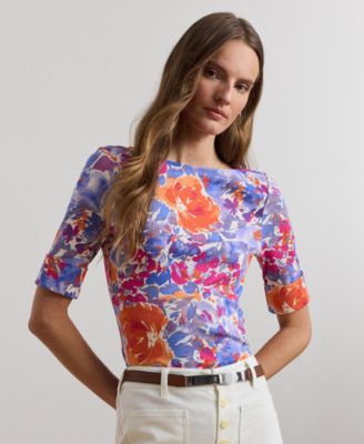 Lauren Ralph Lauren - Women's Floral Stretch Cotton Boatneck Tee