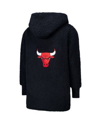 Jill Martin Men's and Women's The Best Lounger In The World Black Chicago Bulls Oversized Open-Front Hoodie Sweater