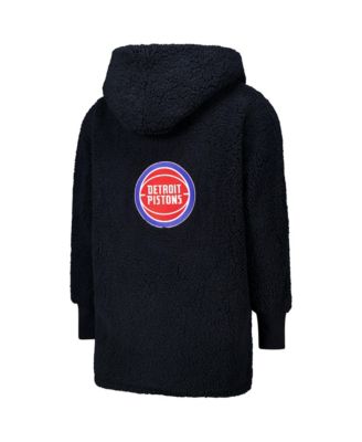 Jill Martin Mens and Womens The Best Lounger In The World Black Detroit Pistons Oversized Open-Front Hoodie Sweater 18390₽
