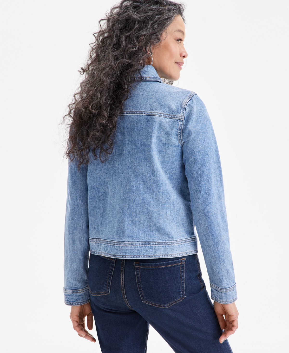 Shop Style & Co Women's Relaxed Denim Jacket, Exclusively At Macy's In Mango Wash