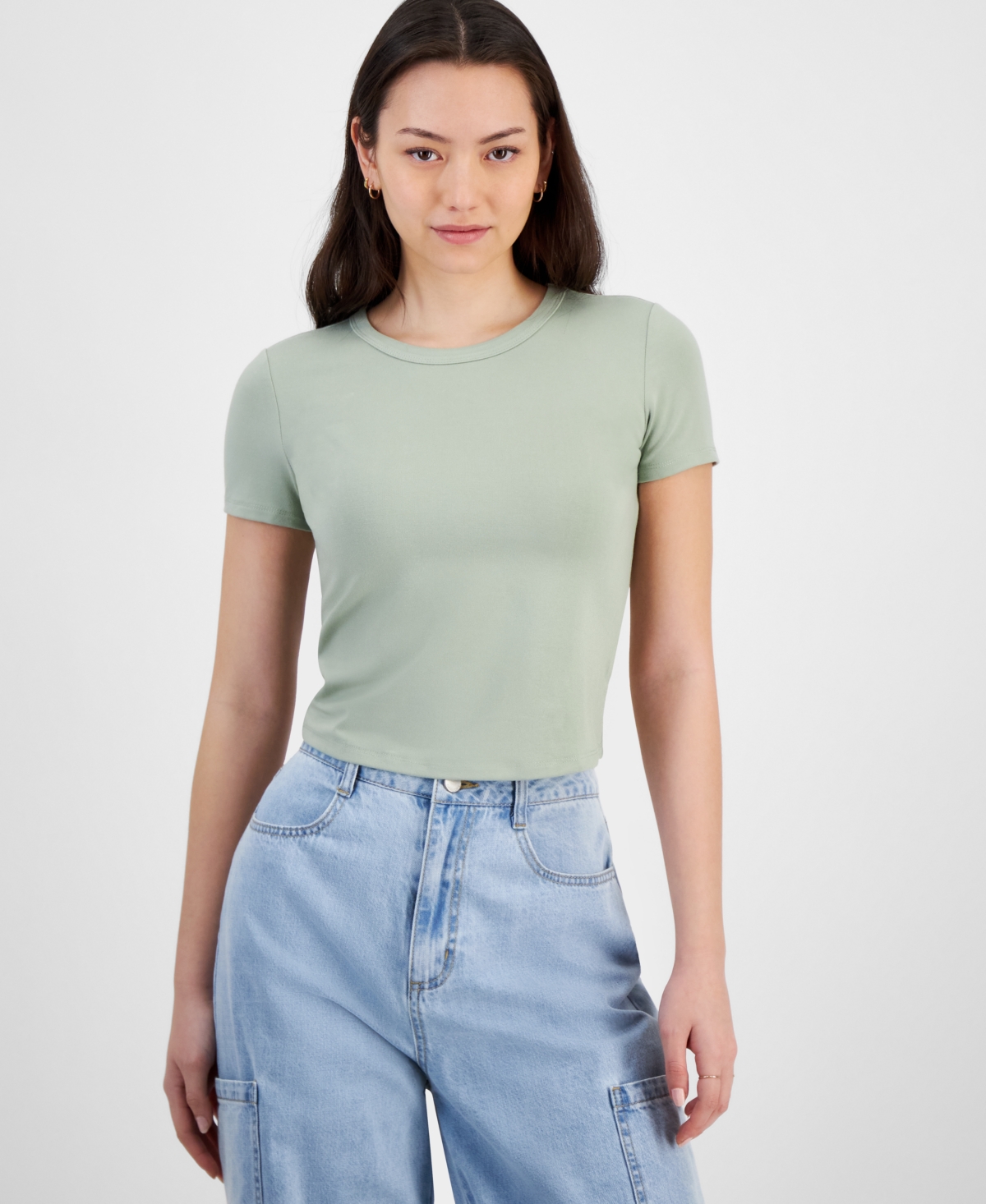 Juniors' Short-Sleeve Cropped T-Shirt - Desert Sage