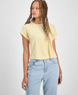 Hippie Rose - Juniors' Cuffed Short-Sleeve Tee