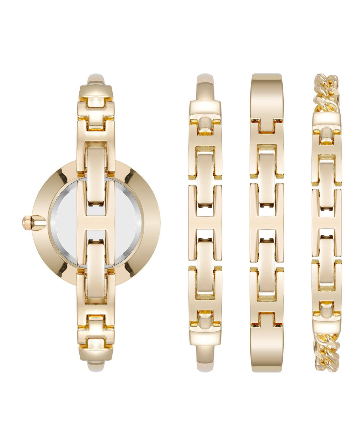Anne Klein Women's Quartz Black Enamel and Gold-Tone Metal Alloy Bangle Watch Set, 32mm — фото 3