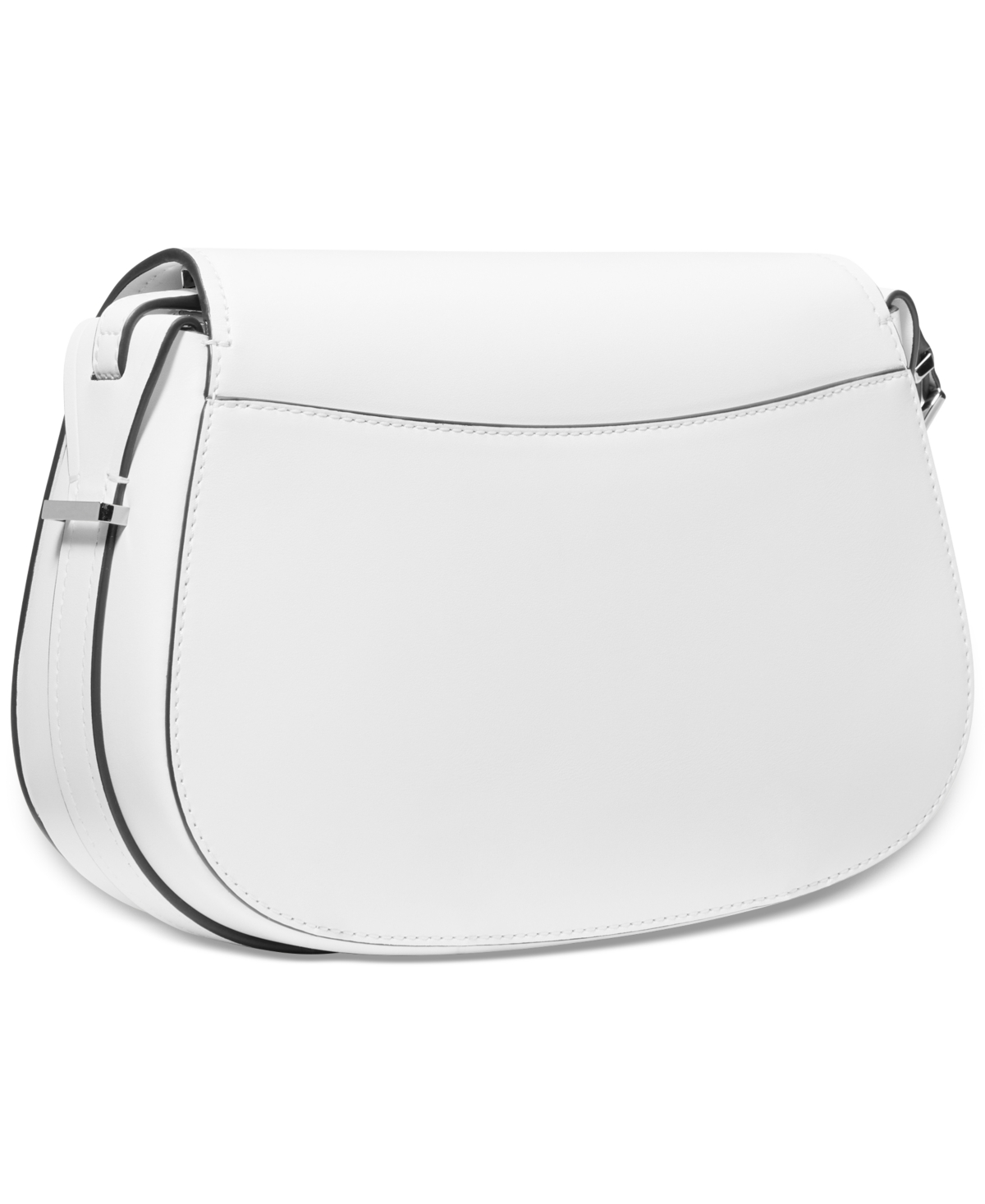 Michael Kors Michael  Lydia Small Leather Flap Messenger In Optic White