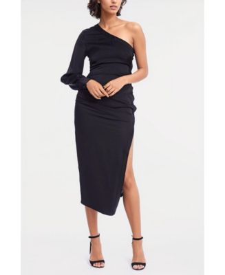 one33 social one shoulder dress ONE33 SOCIAL BLACK ONE SHOULDER PLEATED RUFFLE MINI DRESS SIZE 2 $320