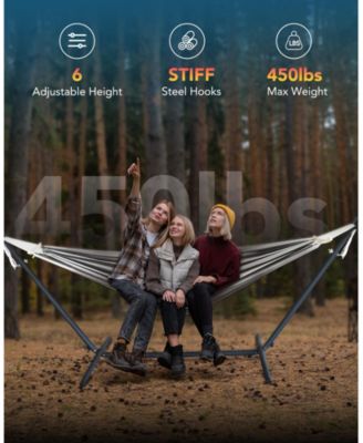 Brazilian Hammock with Adjustable Stand- Stylish Hammock Bed w/Storage Bag, 600lb Capacity