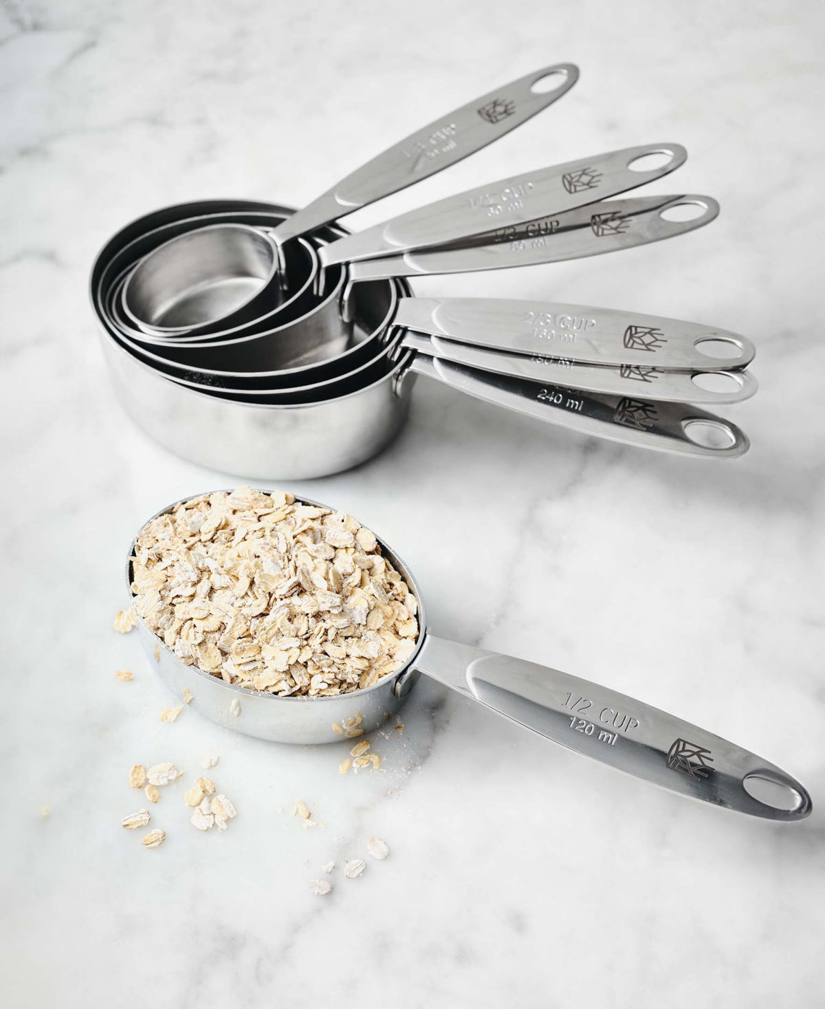 King Arthur Baking Company Easy Scoop 7-piece Oval Measuring Cup Set In Silver