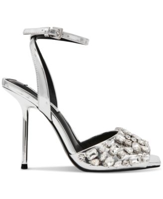 Women's Lilac Rhinestone Peep-Toe Two-Piece Sandals