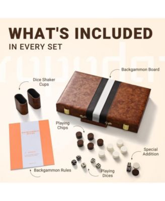 Backgammon Board Game Set (15 Inches) for Adults and Kids - Classic Board Strategy Game