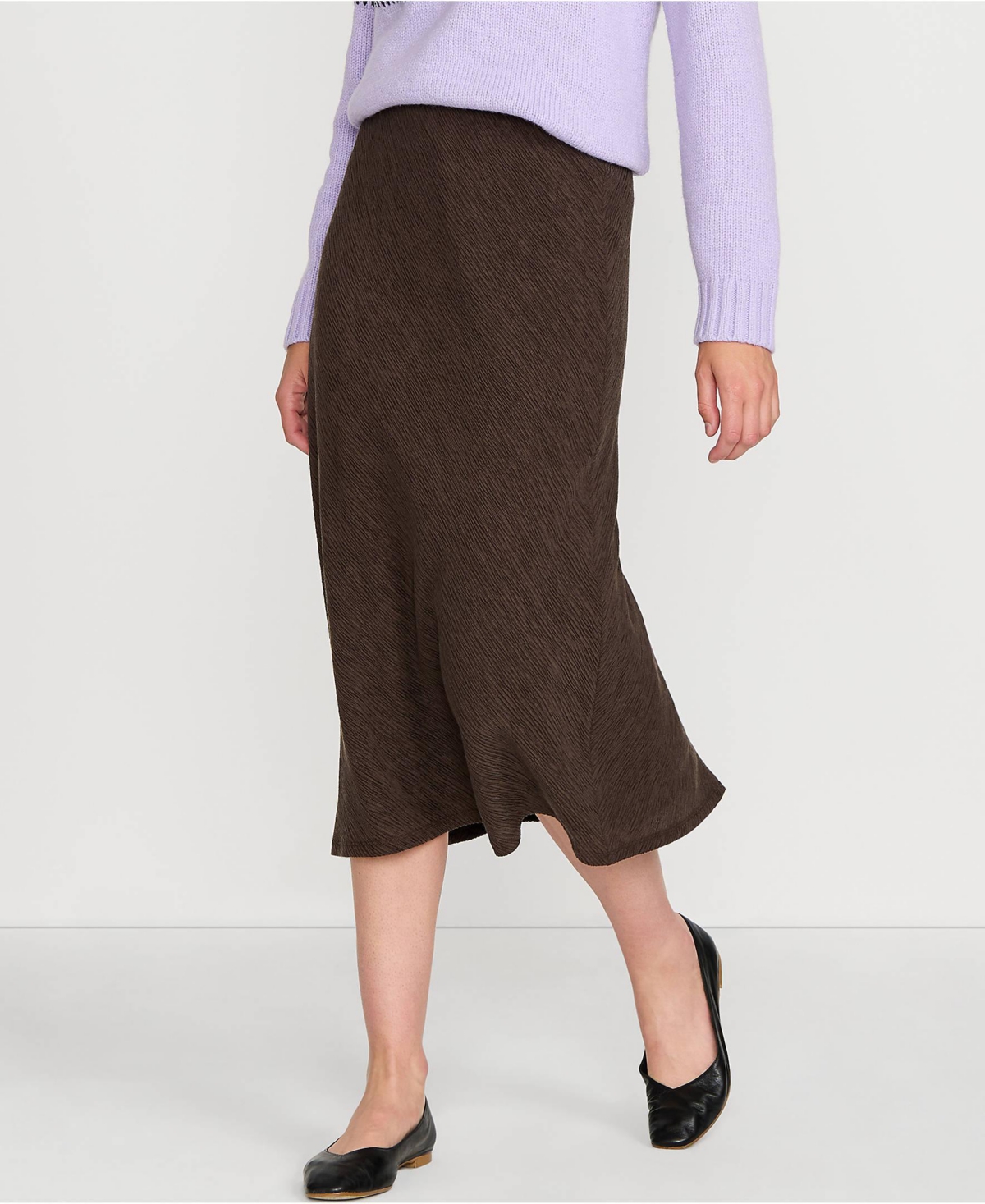 Lands' End Women's Crinkle Midi Skirt