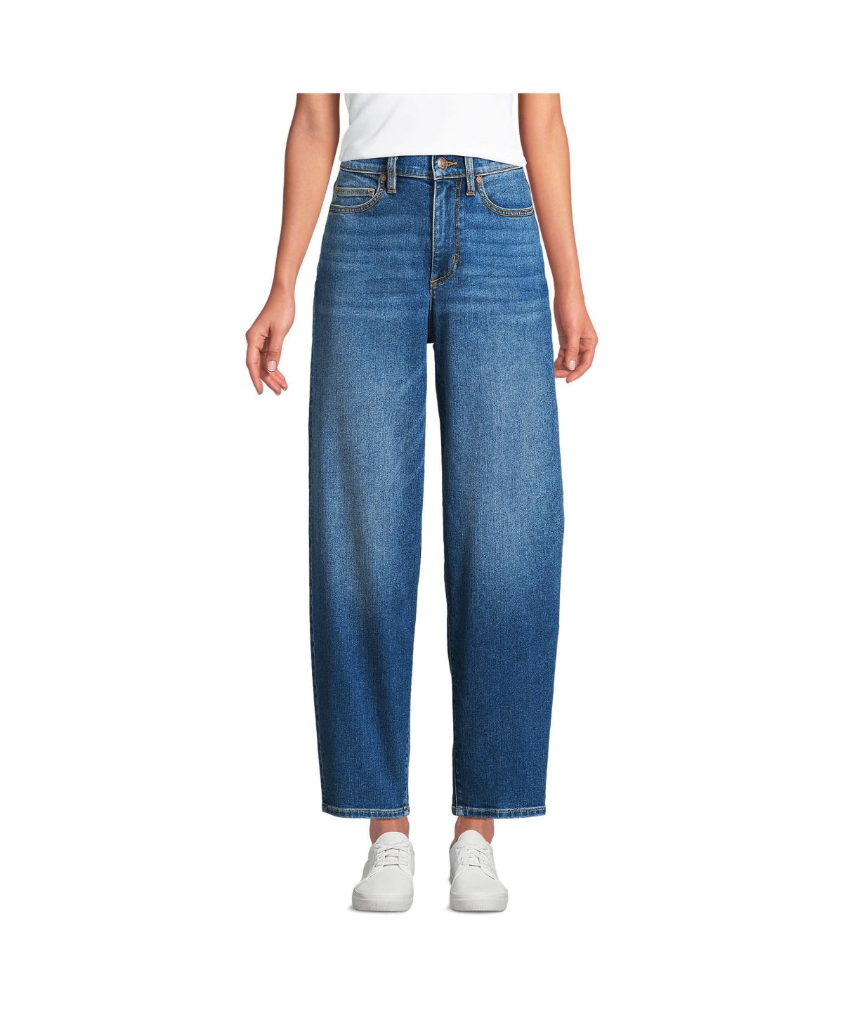 Women's Recover High Rise Barrel Leg Ankle Jeans - Indigo tide blue