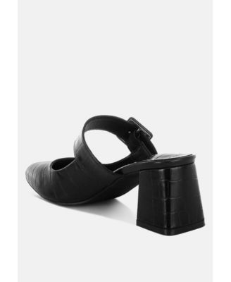 Pinacola Croco Buckle Strap Detail Mules