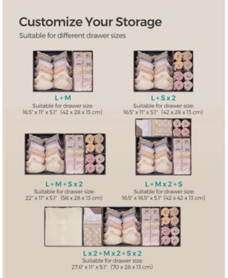 Drawer Organizer, Dresser Drawer Organizers, Set of 12, Foldable Fabric Storage Bins for Socks, Underwear, Bras, Ties, Scarves