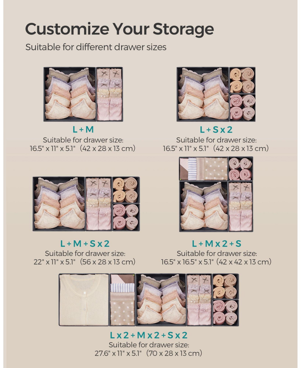 Slickblue Set of 12 Drawer Organizers, Dresser Storage Organizers for Clothes and Accessories