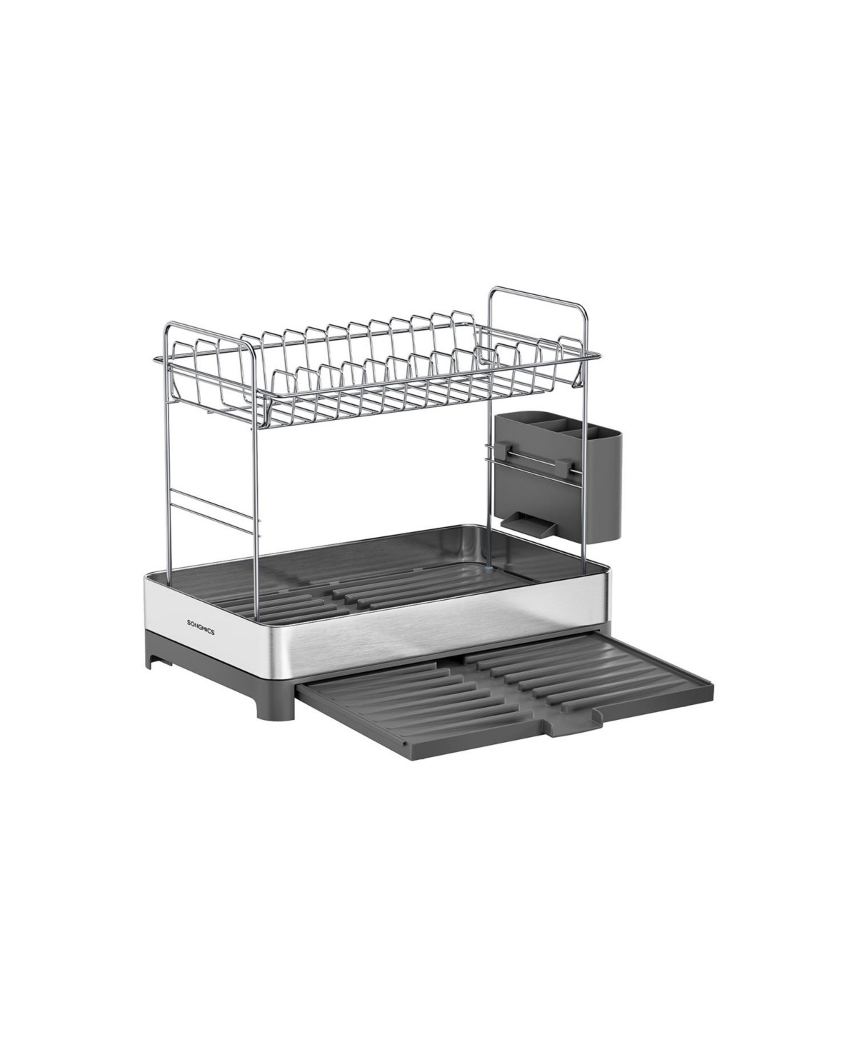Slickblue Expandable Dish Drying Rack – Stainless Steel Dish Rack with Utensil Holder, Rustproof for Dishes, Knives, Spoons, Forks