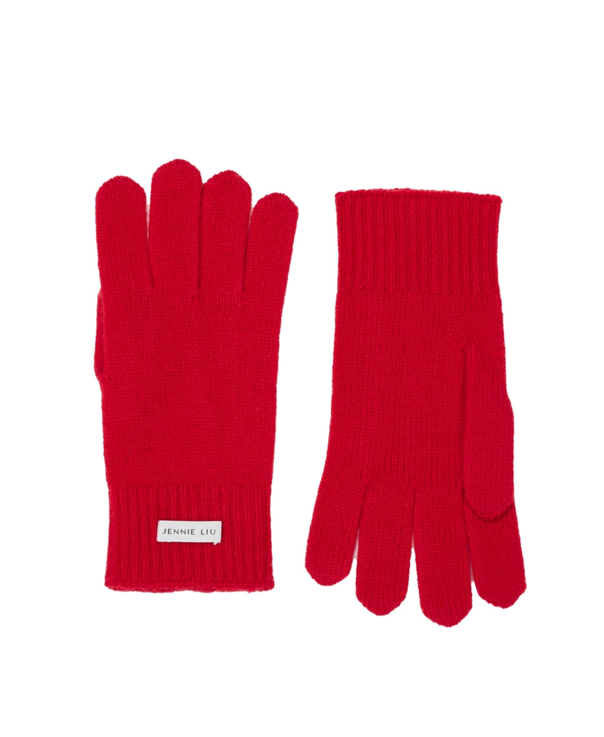 100% Cashmere Knitted Gloves(Black, One Size) - Red