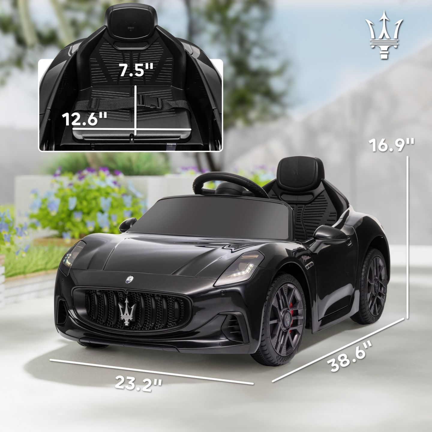 Детская игрушка Qaba Maserati Gran Turismo Folgore 12V Licensed Remote-Control Ride-On Car, 55 lb. Capacity, Ages 3+, цвет: Чёрный — фото 2
