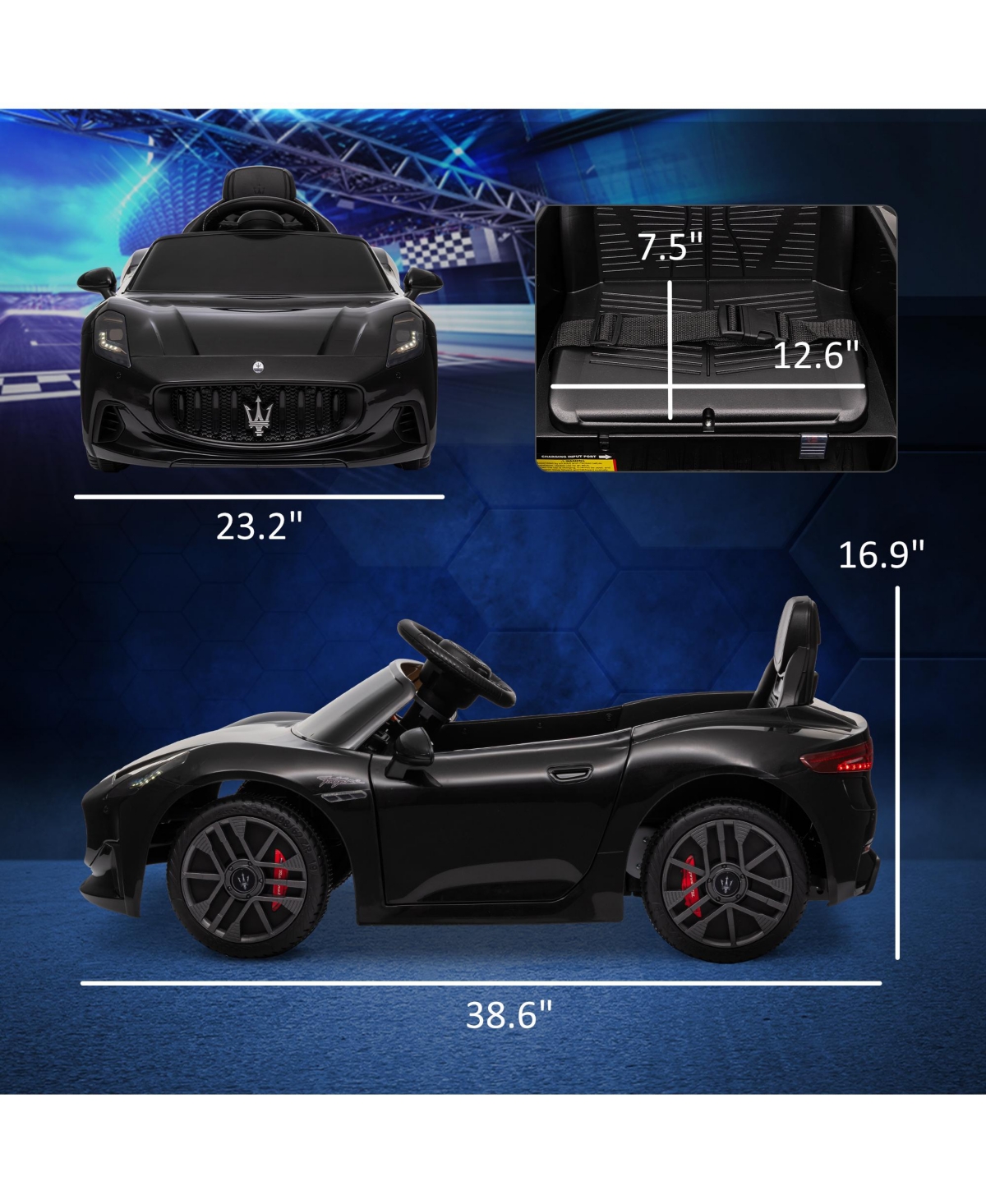 Qaba Maserati Gran Turismo Licensed 12V Kids Electric Car,